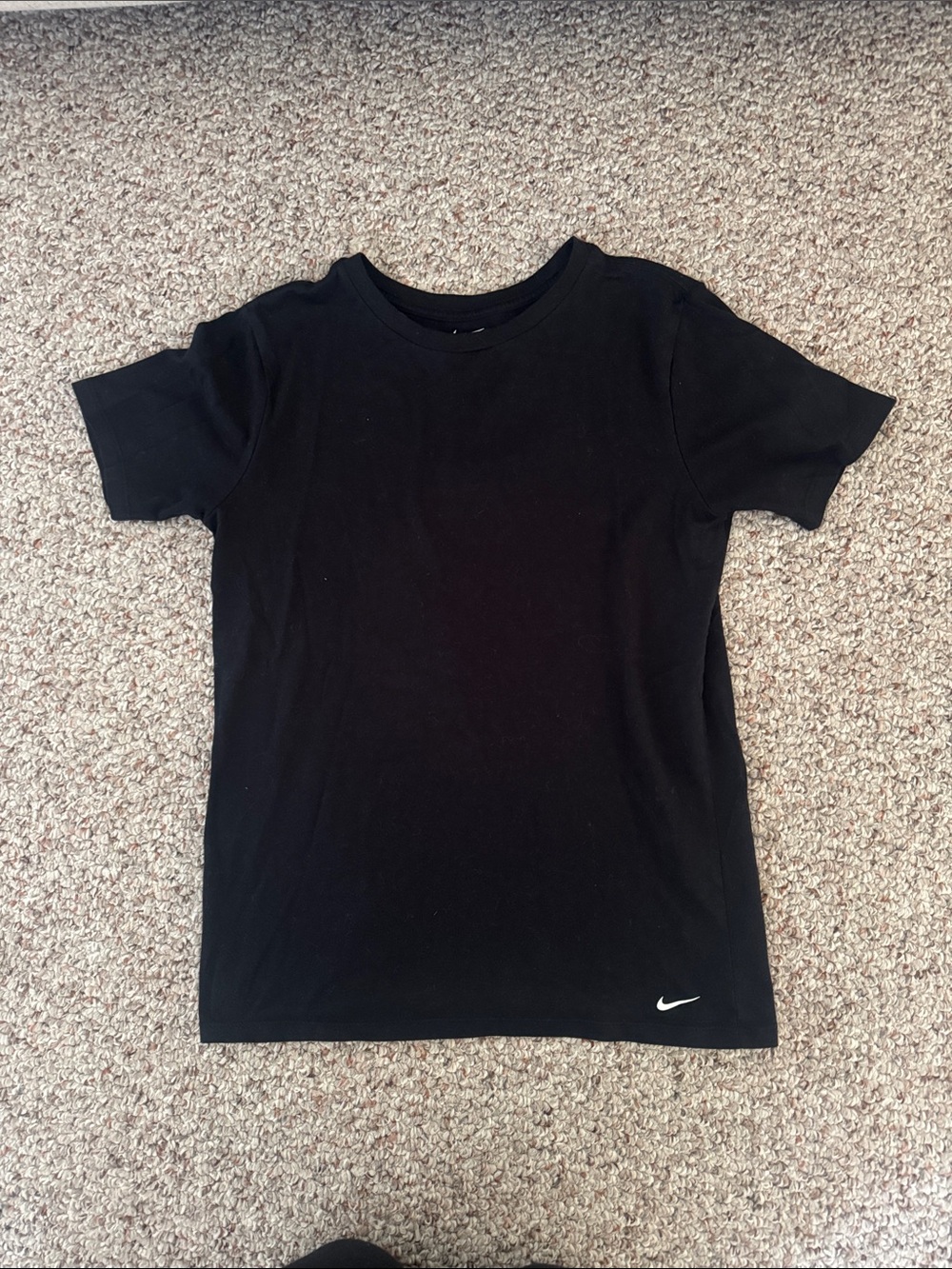 Nike Black Short-Sleeve Crew Tee with White Swoosh